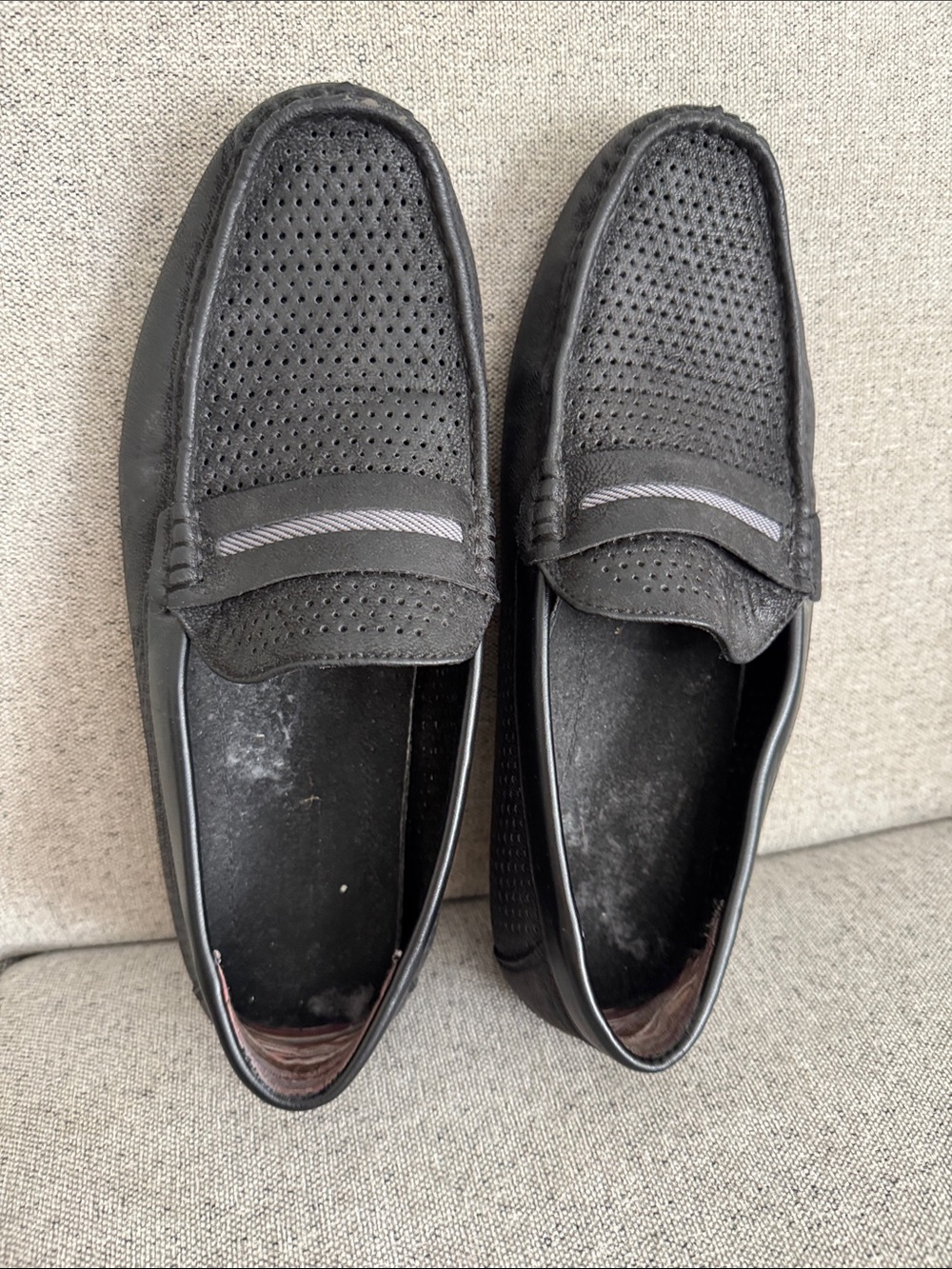 Stacy Adams Black Perforated Slip-On Loafers